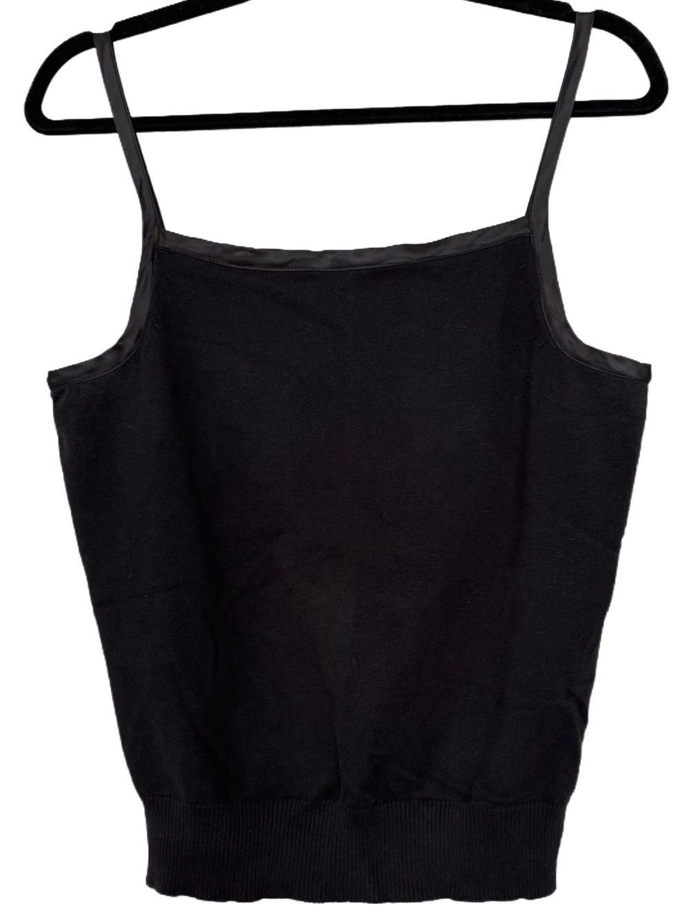 GAP Stretch Satin Trim Tank, Size Large (12/14), Black